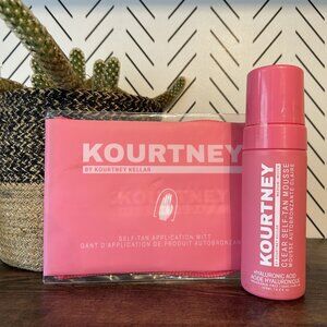 NEW Kourtney Kellar Self Tanning Bundle 2 Piece Tan Clear Mousse Medium Mitt